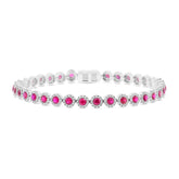 1.28ct Diamond & 3.65ct Ruby 14k White Gold Bracelet